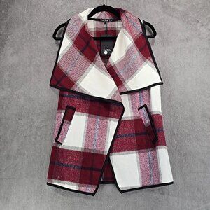 Yacun Vest Lapel Open Front Buffalo Plaid Sleeveless Cardigan Jacket Women Small